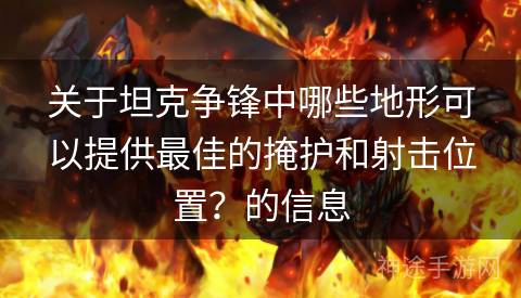 关于坦克争锋中哪些地形可以提供最佳的掩护和射击位置？的信息