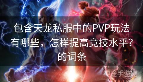 包含天龙私服中的PVP玩法有哪些，怎样提高竞技水平？的词条