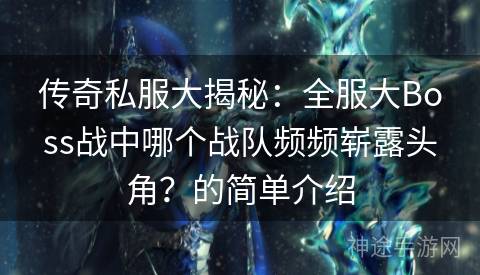 传奇私服大揭秘：全服大Boss战中哪个战队频频崭露头角？的简单介绍