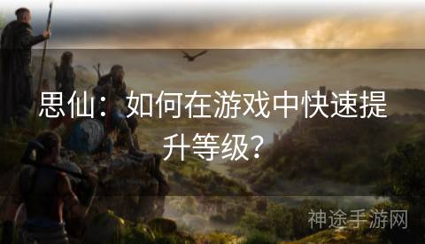 思仙：如何在游戏中快速提升等级？