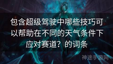 包含超级驾驶中哪些技巧可以帮助在不同的天气条件下应对赛道？的词条