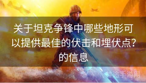 关于坦克争锋中哪些地形可以提供最佳的伏击和埋伏点？的信息