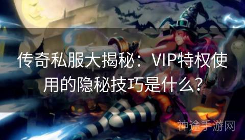 传奇私服大揭秘：VIP特权使用的隐秘技巧是什么？