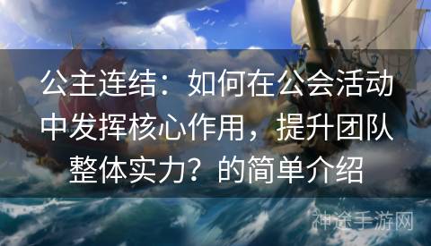 公主连结：如何在公会活动中发挥核心作用，提升团队整体实力？的简单介绍