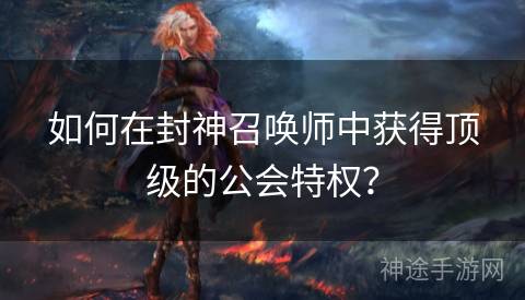 如何在封神召唤师中获得顶级的公会特权？