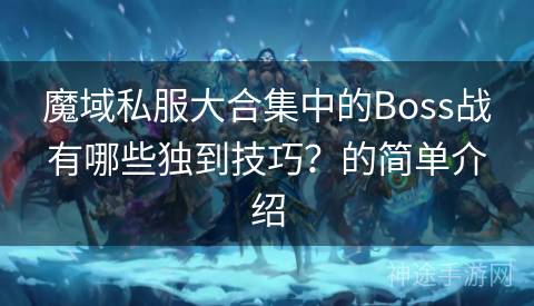 魔域私服大合集中的Boss战有哪些独到技巧？的简单介绍