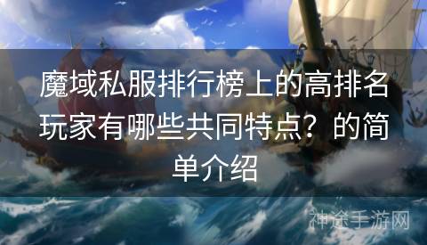 魔域私服排行榜上的高排名玩家有哪些共同特点？的简单介绍