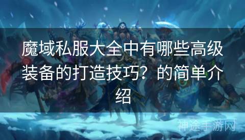 魔域私服大全中有哪些高级装备的打造技巧？的简单介绍