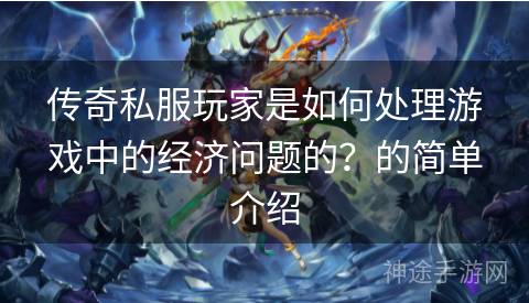 传奇私服玩家是如何处理游戏中的经济问题的？的简单介绍