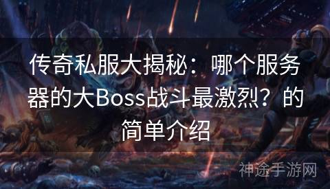 传奇私服大揭秘：哪个服务器的大Boss战斗最激烈？的简单介绍