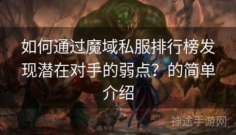 如何通过魔域私服排行榜发现潜在对手的弱点？的简单介绍