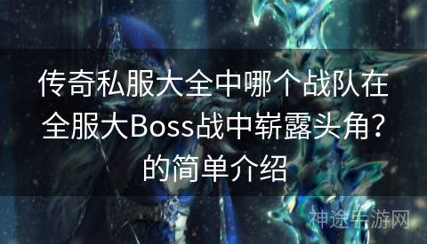 传奇私服大全中哪个战队在全服大Boss战中崭露头角？的简单介绍