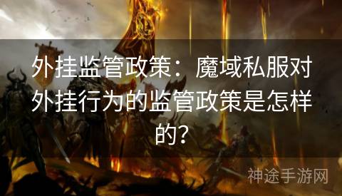 外挂监管政策：魔域私服对外挂行为的监管政策是怎样的？