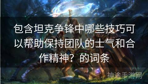 包含坦克争锋中哪些技巧可以帮助保持团队的士气和合作精神？的词条