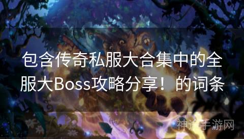 包含传奇私服大合集中的全服大Boss攻略分享！的词条