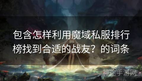 包含怎样利用魔域私服排行榜找到合适的战友？的词条