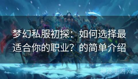 梦幻私服初探：如何选择最适合你的职业？的简单介绍