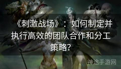 《刺激战场》：如何制定并执行高效的团队合作和分工策略？